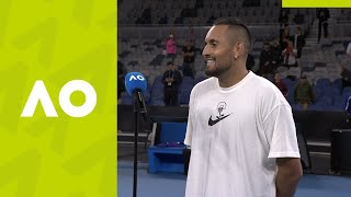 Nick Kyrgios quotIm glad to be back out herequot 1R oncourt interview  Australian Open 2021 [upl. by Nesral810]