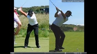 Jon Rahm golf swing  Long Iron faceon amp downtheline July 2017 [upl. by Anairol]