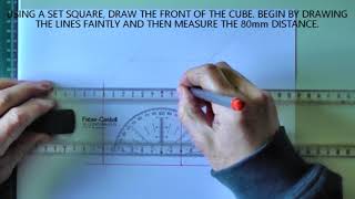 Oblique Projection  Lesson 1  Drawing a Cube [upl. by Hedveh778]