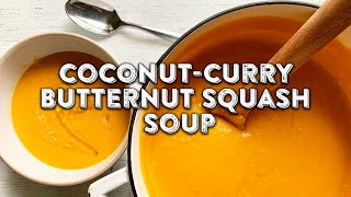 Coconut Curry Butternut Squash Soup  Tips From The Test Kitchen  SouthernLiving [upl. by Bekah8]