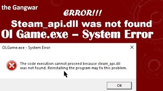 HOW TO FIX OL GAME EXE  SYSTEM ERROR [upl. by Auqinat664]