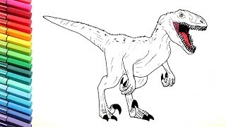 Velociraptor Color Pages for Kids  Drawing Dinosaurs from Jurassic World [upl. by Almena]