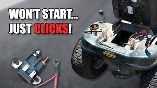 Riding Lawn Mower  Solenoid Clicks but Doesnt Start [upl. by Akelahs]