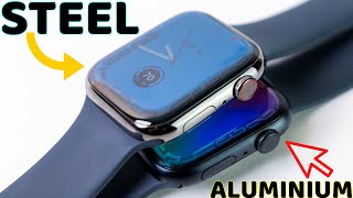 Stainless Steel vs Aluminium Apple Watch 7 Watch 7 Steel Unboxing [upl. by Joselow]