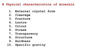 10 Physical Characteristics  Properties of Minerals [upl. by Gershon]