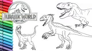 Drawing and Coloring Jurassic World Dinosaurs collection  How to Draw Color Dinosaurs for Children [upl. by Qifahs843]