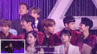 180110 WANNAONE amp WINNER amp TWICE Reaction to BLACKPINK  PWF amp AIIYL GDA All Fancam [upl. by Wyn]