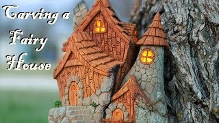 I carve a Fairy house from Cottonwood bark [upl. by Alat]