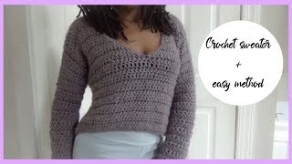 Simple Crochet Sweater  easy method  Naturally Danielle [upl. by Nirda287]