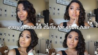 OVERNIGHT HEATLESS CURLS FOR SHORT HAIR  Megan Santa Cruz [upl. by Eicrad198]