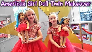 Turning Ourselves Into Dolls American Girl Doll Twin Makeover [upl. by Inaffyt]