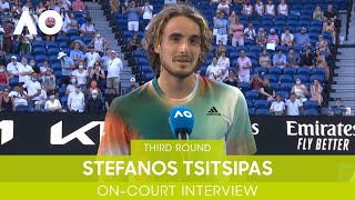 Stefanos Tsitsipas OnCourt Interview 3R  Australian Open 2022 [upl. by Suhploda]