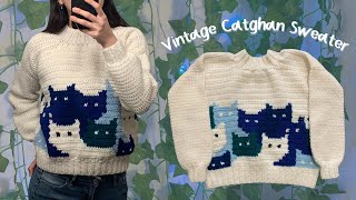 Crochet Vintage Catghan Sweater Tutorial [upl. by Camilia921]