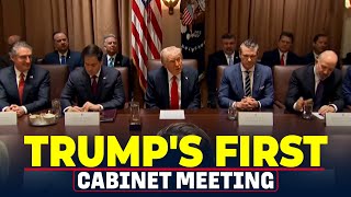 President Donald Trumps first Cabinet meeting Elon Musk DOGE USA America Federal Workers [upl. by Notlim]