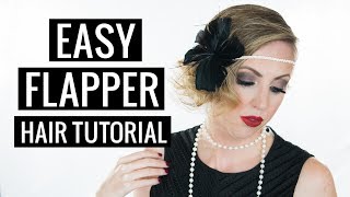 EASY Halloween Hair Tutorial 1920s Flapper [upl. by Irrej299]