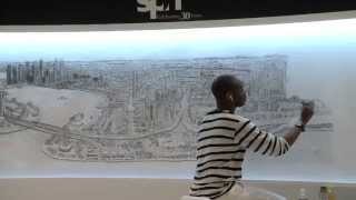 Stephen Wiltshire draws Singapore skyline from memory [upl. by Ecikram]