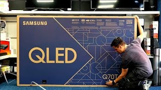 85quot Samsung Q70T Unboxing Setup and 4K Demo Videos 4K HDR QLED TV [upl. by Enelyam]