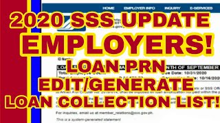 SSS LOAN PRN FOR EMPLOYERS SSS RTPL BILLING  How to Edit Loan Collection List [upl. by Idnahr]