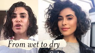 How to Style Short Curly Hair  WET TO DRY Tutorial [upl. by Ocsisnarf]