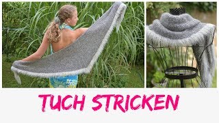 Tuch Nipote stricken  Anleitung  Dreieckstuch stricken [upl. by Eyak]