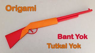 KAĞITTAN TÜFEK YAPIMI   Tutkal Yok  Bant Yok    Origami [upl. by Alysoun519]