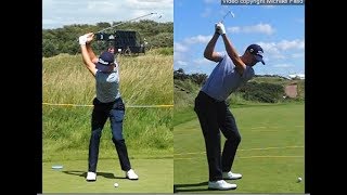 Justin Thomas golf swing  Long Iron faceon amp downtheline July 2017 [upl. by Lew]