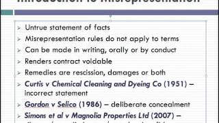 Misrepresentation Lecture 1 of 4 [upl. by Juanita]