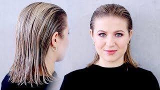 How To Achieve the quotWetquot Slicked Back Hairstyle SUPER EASY [upl. by Cacie394]