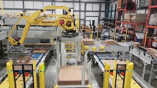 Robotic Mixed Case Palletizing System with FANUC M410iC185 Robots – StrongPoint Automation [upl. by Ahsen]