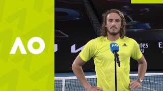 Stefanos Tsitsipas quotIm speechlessquot oncourt interview QF  Australian Open 2021 [upl. by Etteiram]