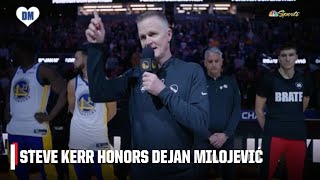 Steve Kerr honors Dejan Milojević in pregame speech  NBA on ESPN [upl. by Descombes364]