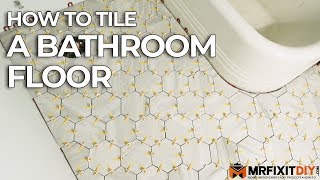 How to Tile a Bathroom Floor  DIY Bathroom Remodel [upl. by Auhel]