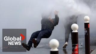 May Day Protesters police clash in Paris during violent pension reform demonstrations  FULL [upl. by Om572]