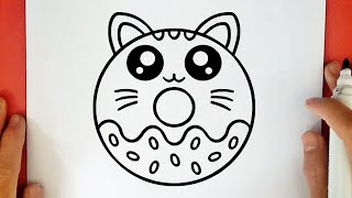 COME DISEGNARE UNA CIAMBELLA GATTINO KAWAII [upl. by Sined]