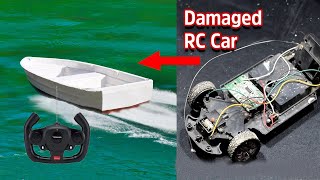 How to Make a Remote Control Boat Very Easy  HOW TO MAKE A BOAT FROM USELESS RC CAR [upl. by Yordan]